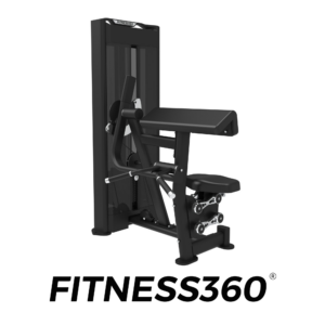 Seated biceps curl strength machine with pin-loaded weight stack