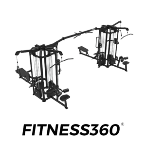 Eight-station cable machine with multiple weight stacks and adjustable pulleys - main view