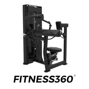 Seated triceps extension machine with padded arm support and 75 kg weight stack