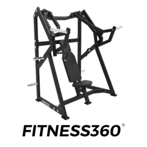Chest press machine with Ø50 mm plate-loaded sleeves and adjustable seat