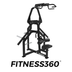 Plate-loaded lat pull down machine with independent arms and adjustable seat