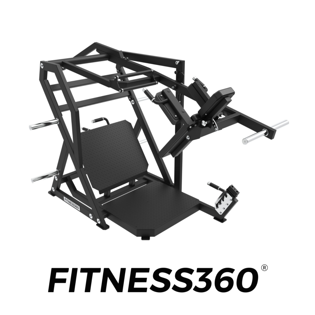 Plate-loaded pendulum squat machine with adjustable foot platform for professional leg training