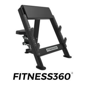 Professional preacher curl bench with adjustable seat and angled arm pad for biceps training