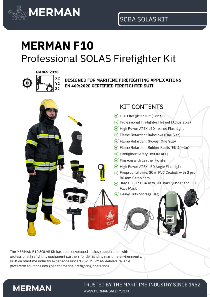 MERMAN F10 SCBA SOLAS Firefighter Kit with 3M SCOTT breathing apparatus